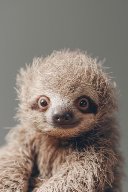 Photo a heartwarming closeup portrait of a smiling plush sloth