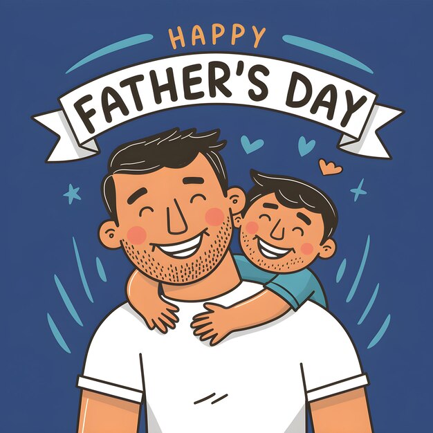 A Heartwarming Happy Fathers Day Illustration Vector Art