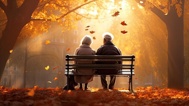 A heartwarming portrait of an elderly couple their faces lit up with joy as they stand hand