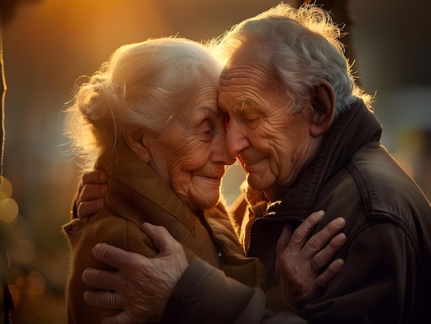 Photo a heartwarming portrait of an elderly european couple