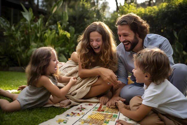 Heartwarming Portrait of a Happy Family Enjoying Quality Time Together Outdoors