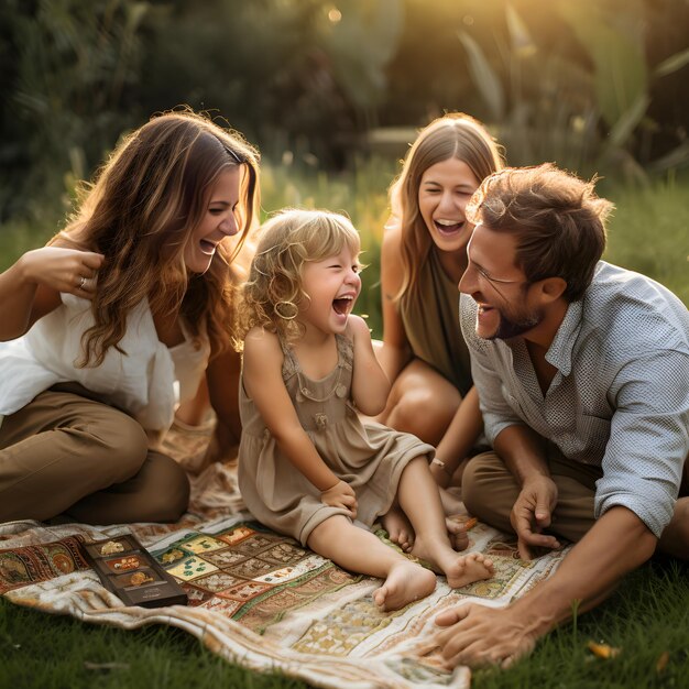 Heartwarming Portrait of a Happy Family Enjoying Quality Time Together Outdoors