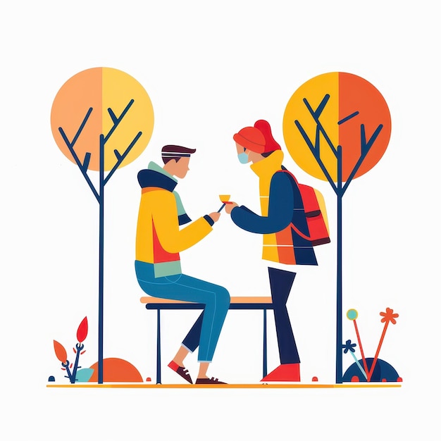 Photo heartwarming surprise marriage proposal in vibrant public park setting vector illustration