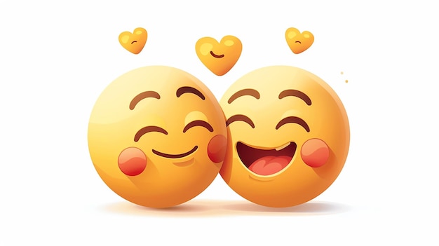 Heartwarming Vector Illustration of Two Emojis Sharing a Sweet Kiss and Hug