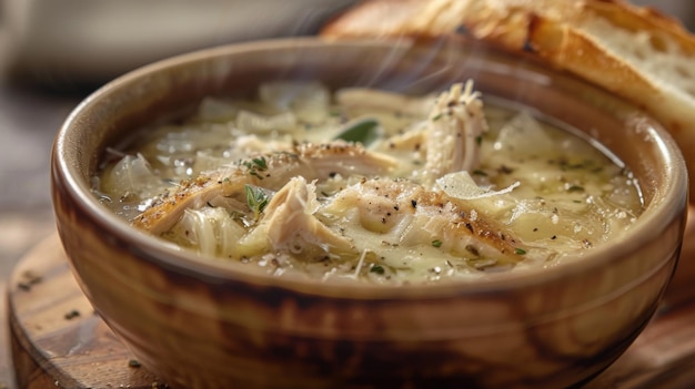 Hearty Chicken and Onion Potage with Sourdough Bread