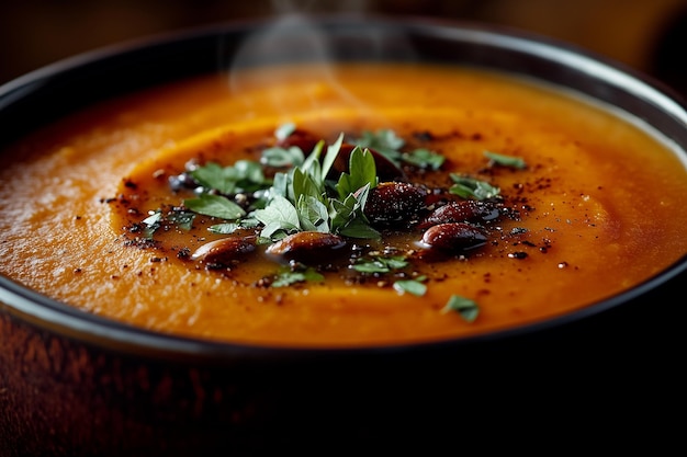 Hearty Pumpkin Soup with Fresh Herbs Warm Fall Comfort Food