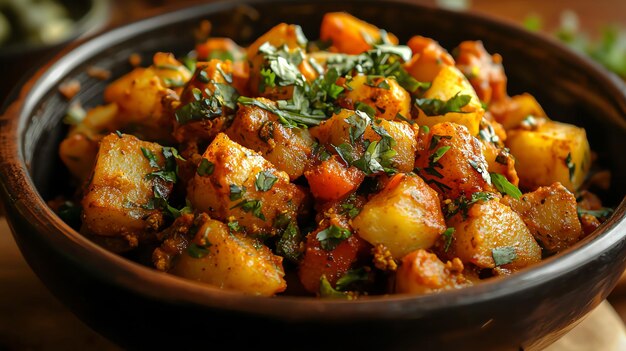 Hearty Serving of Aloo Gobi Spiced with Turmeric