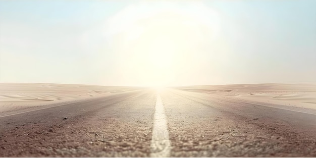 Heat waves distort desert road creating mirage effect under intense sun Concept Desert Dreamscapes Optical Illusions Extreme Heat Distorted Reality Mirage Effect