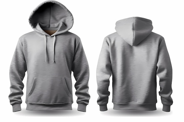 Heather Gray hoodie template Hoodie sweatshirt long sleeve with clipping path hoody for design mockup for print isolated on white background Generative Ai