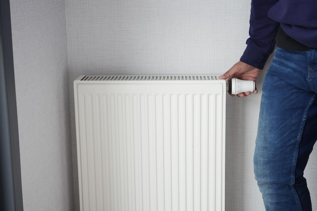 Heating radiator under window in the room