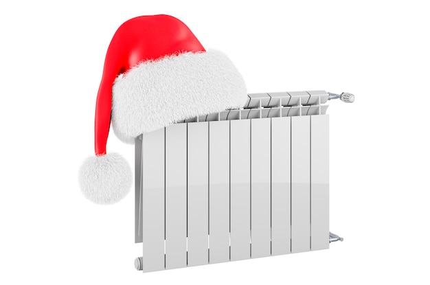 Heating radiator with Santa hat 3D rendering