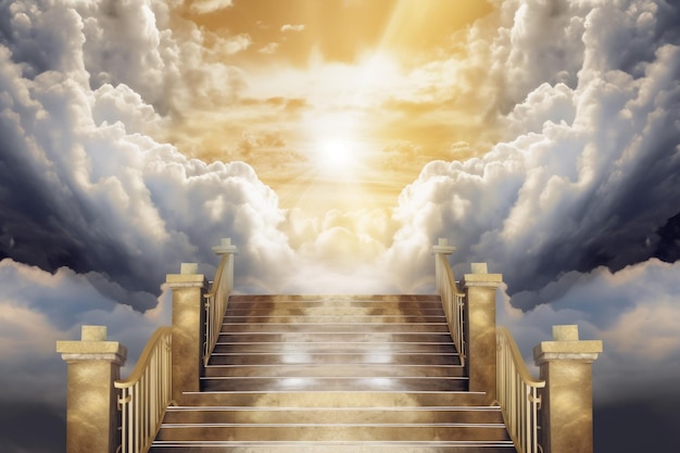 Heaven stairs god Sky clouds light