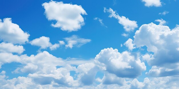 Heavenly Canvas Blue Sky Adorned with Fluffy White Clouds Nature's Tranquil Beauty