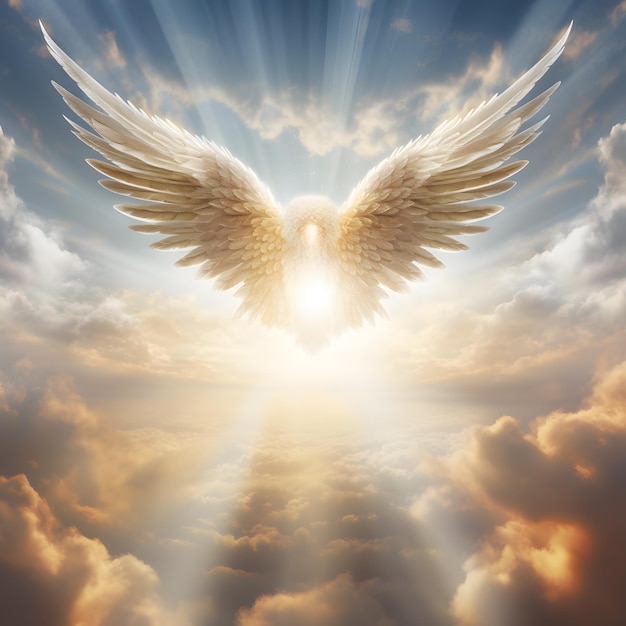 Heavenly Soar Angelic Wings in the Sky