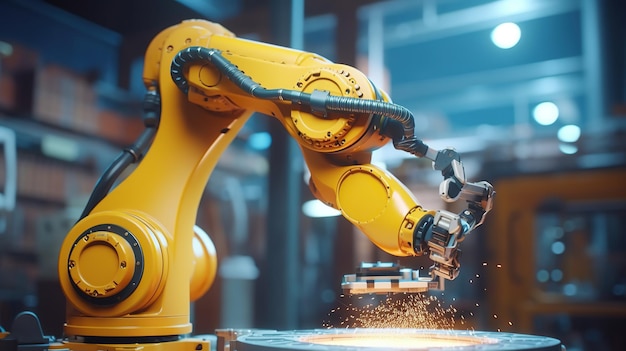 Heavy automation robot arm machine in smart factory industrial Generative AI