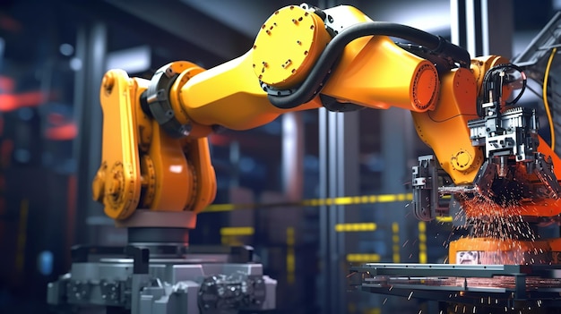 Heavy automation robot arm machine in smart factory industrial Generative AI