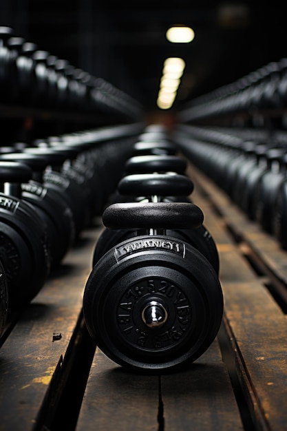 Photo heavy black dumbbells generative ia