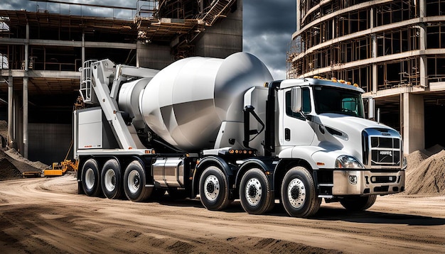 Photo heavy concrete truck on construction site