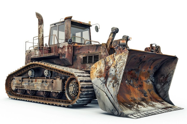 Heavy front loader on white background for construction material transport