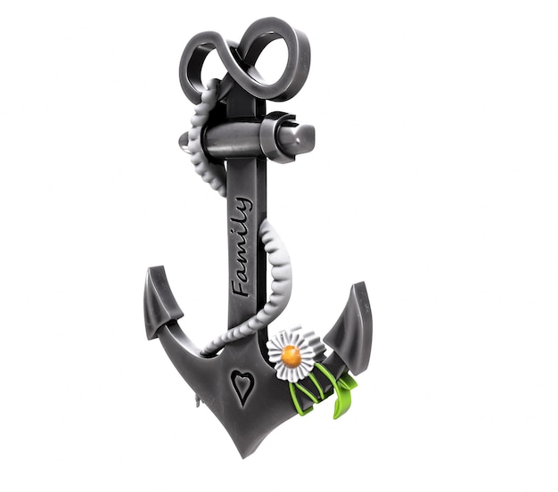 Heavy iron anchor in seafaring 3D rendering