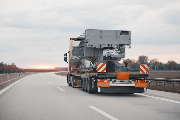 Heavy Lift Flatbed Truck With Out Of Gauge Cargo