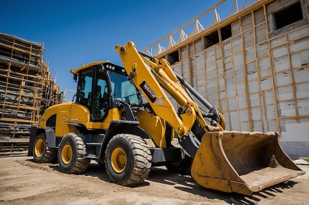 Photo heavy machinery with articulated loader in construction