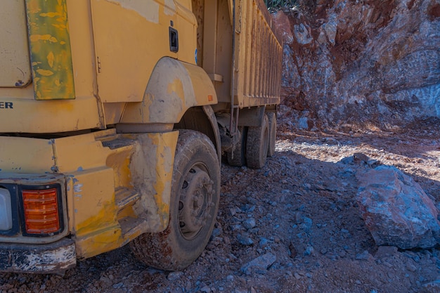 Heavy machinery works at the construction site Clearing rocky soil for construction in Turkey