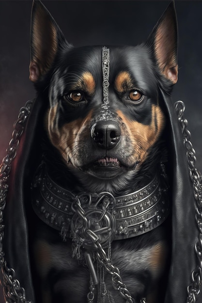 Heavy metal dog portrait Dog dressed as rockstar Funny dog