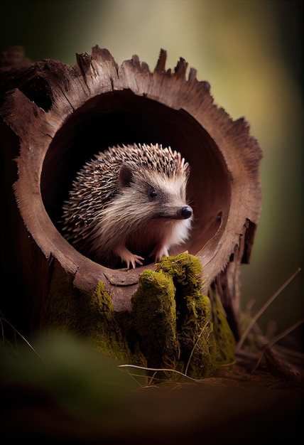 Hedgehog exploring a log generative ai