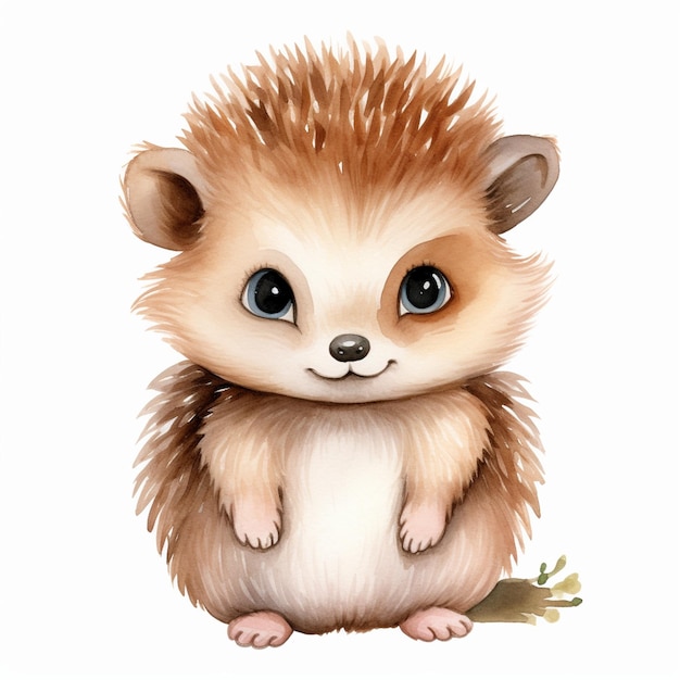 Hedgehog hand painted watercolor clipart white background