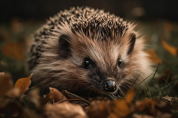 Hedgehog scurrying through the grass