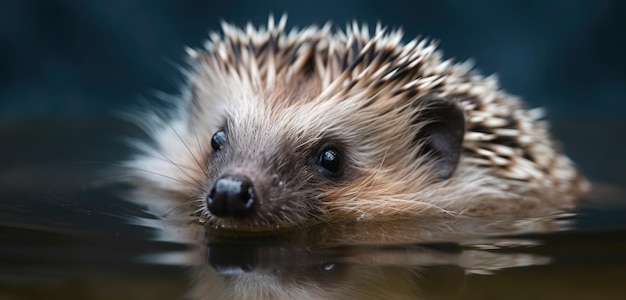 A hedgehog in the water