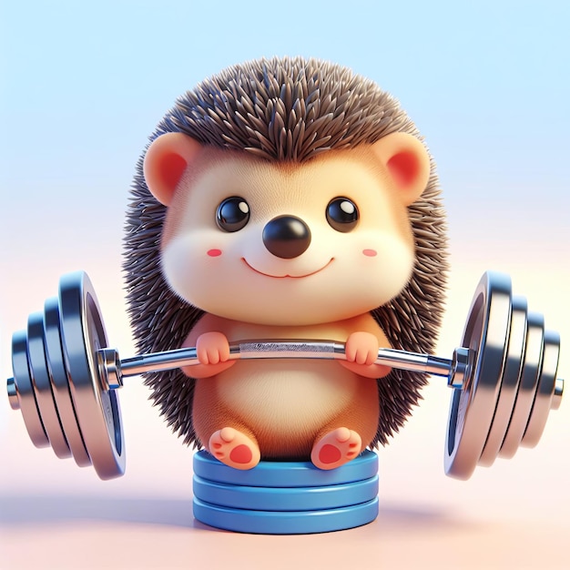 a hedgehog with a barbell on it