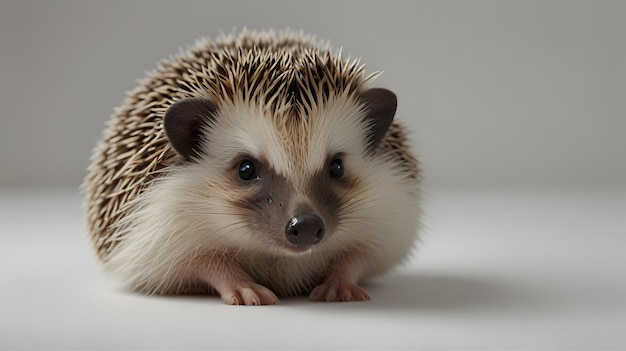 a hedgehog with a brown nose and a white background