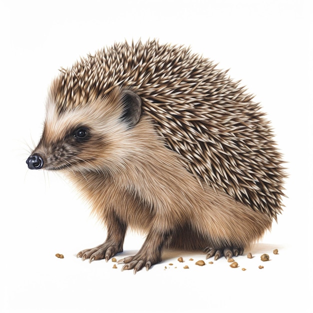 Hedgehog with a white background and a white background generative ai