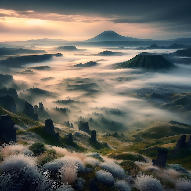 Photo helens enveloped in a blanket of mist and mystery revealing vistas that blend the ancient with the