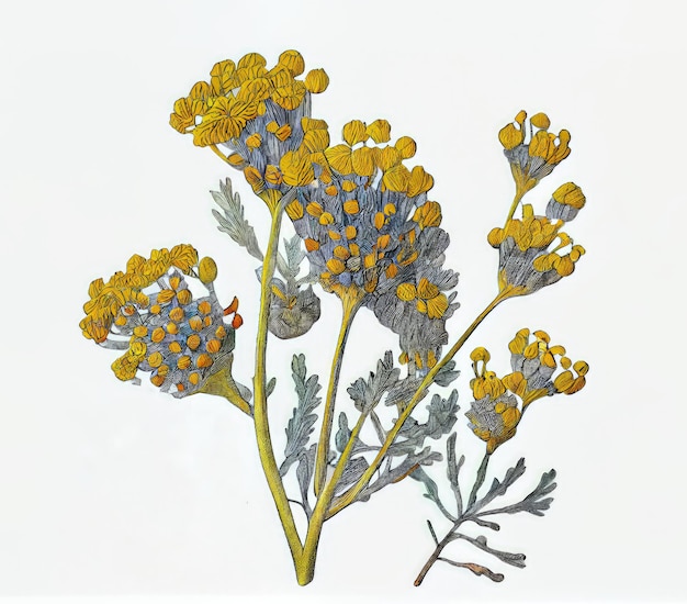 Helichrysum Immortelle Everlasting Medicinal Plant Strawflower Abstract Generative AI Illustration