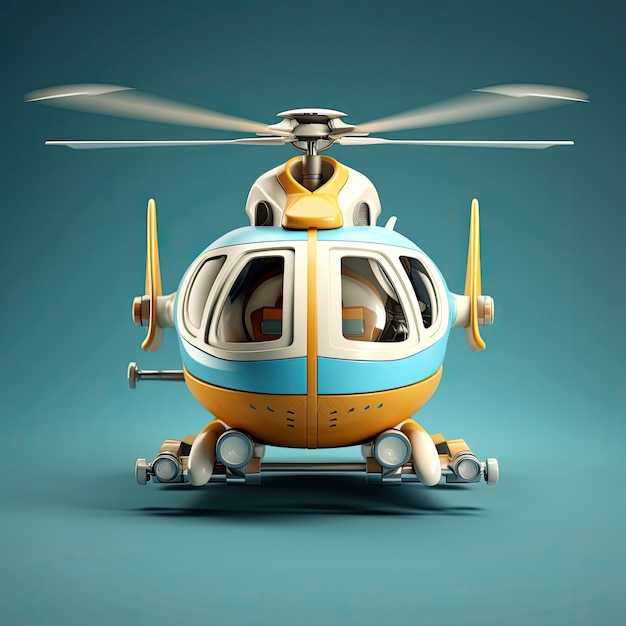 Helicopter d cartoon illustration generative ai