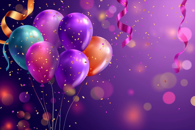 Photo helium balloons with vibrant background