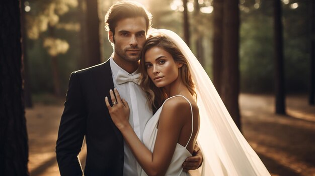 Hellenistic Matrimony Bride and Groom in Pure White Wedding Attire