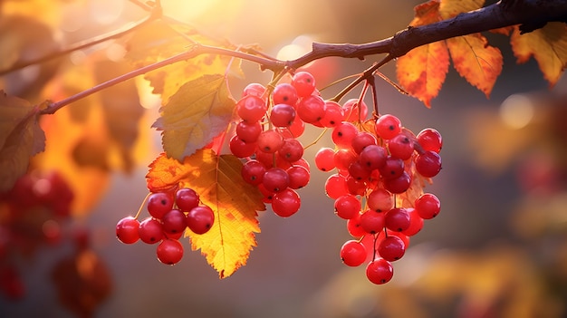 Hello autumn guelder rose tree AI generated image