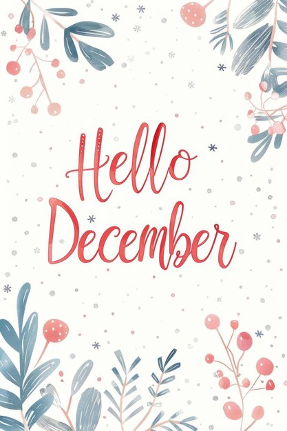 Photo hello december text with festive decorations christmas concept