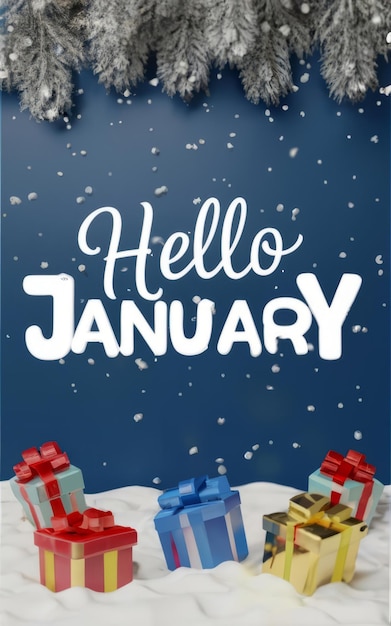 Hello January greeting card