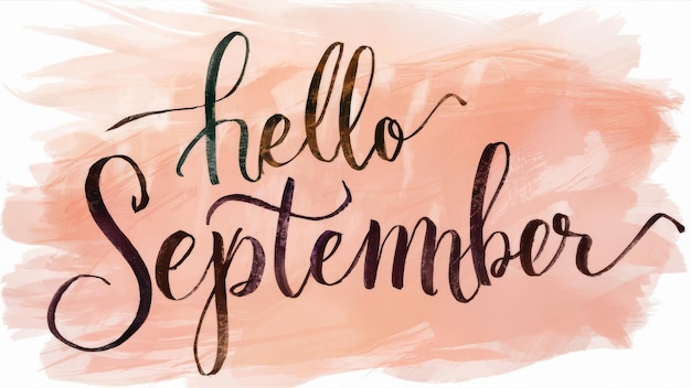 Hello September text on pastel color background