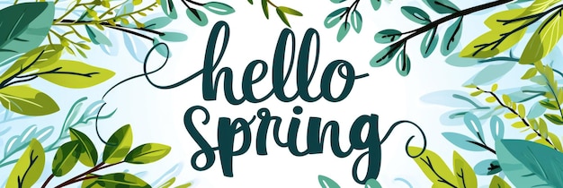 Hello Spring lettering background