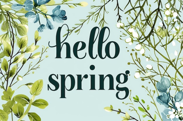 Hello Spring lettering background