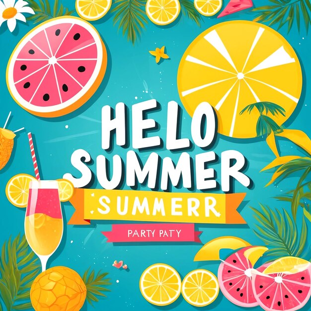 Photo hello summer party banner design