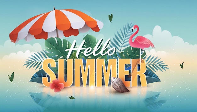 Hello Summer Poster Design Summer background layout banners design