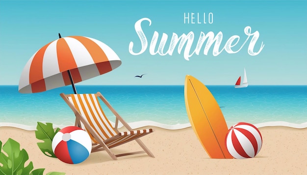 Hello Summer Poster Design Summer background layout banners design