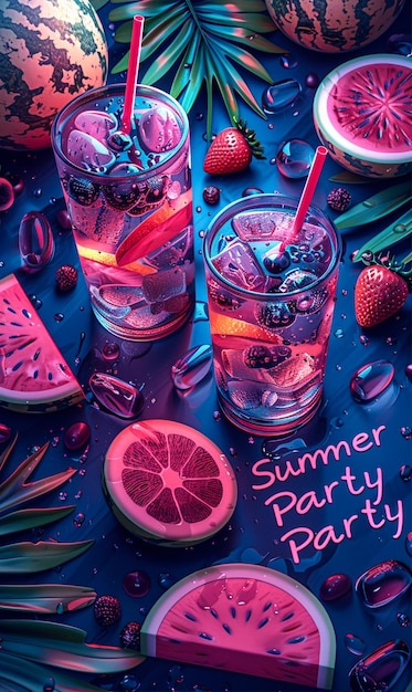 Hello Summer Text Title Poster Design with Realistic 3D Vector Elements and Decorations in Yellow Background Vector Illustration